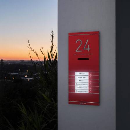 Metzler ADM10 Audio-Türsprechanlage | 6 Klingeltaster | Mit austauschbarem Namensschild | Wunschfarbe | Kai