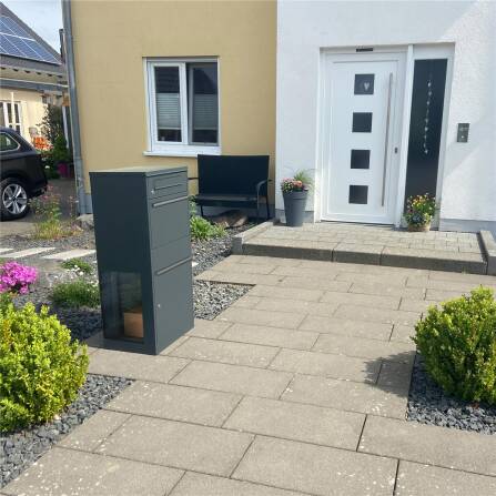 Paketbox mit Briefkasten | mit seitlichen Sichtfenstern | Anthrazit | Bispo SF