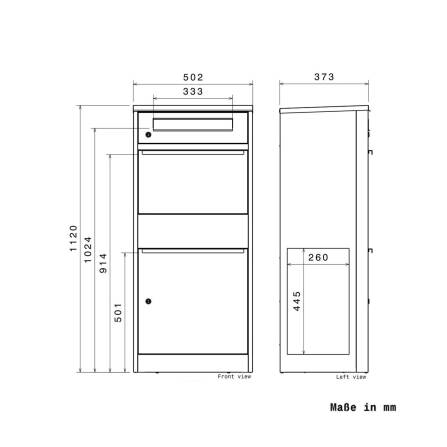 Paketbox mit Briefkasten | mit seitlichen Sichtfenstern | Anthrazit | Bispo SF