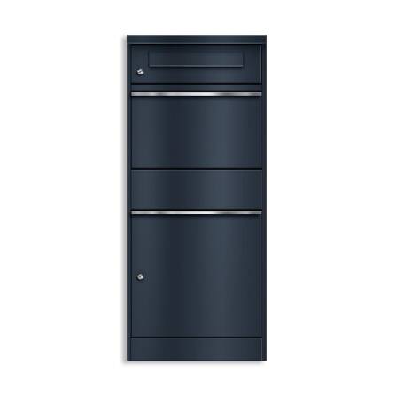 Paketbox mit Briefkasten | mit seitlichen Sichtfenstern | Anthrazit | Bispo SF