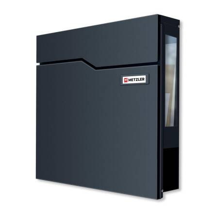Metzler Briefkasten mit Sichtfenster | mit austauschbarem Namensschild | Anthrazit | Hoffmann SF