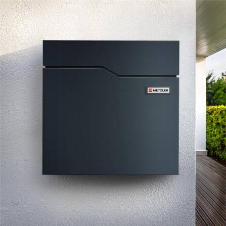 Metzler Briefkasten mit Sichtfenster | mit austauschbarem Namensschild | Anthrazit | Hoffmann SF