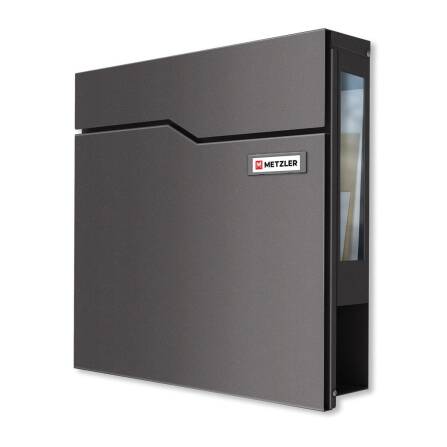 Metzler Briefkasten mit Sichtfenster | mit austauschbarem Namensschild | Eisenglimmer | Hoffmann SF