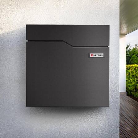 Metzler Briefkasten mit Sichtfenster | mit austauschbarem Namensschild | Eisenglimmer | Hoffmann SF