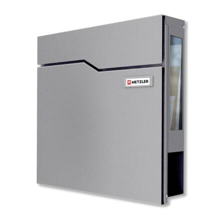 Metzler Briefkasten mit Sichtfenster | mit austauschbarem Namensschild | Grau | Hoffmann SF