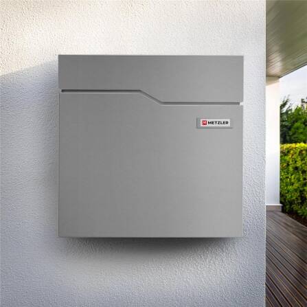 Metzler Briefkasten mit Sichtfenster | mit austauschbarem Namensschild | Grau | Hoffmann SF