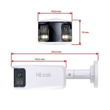 HiLook by HIKVISION 8 MP Überwachungskamera-Set | 180° Sichtfeld | 4* 8 MP Bullet Kamera | Smart Hybrid Light | NVR 16-CH | 4 TB HDD | Smartphone App