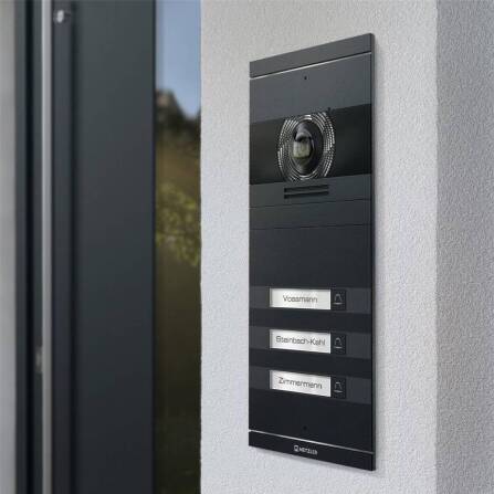 Metzler VDM10 2.0 Videocitofono | Set completo con targhetta portanome sostituibile | 3 Pulsanti del campanello | Plug & Play | RAL 7016 Antracite | Neo