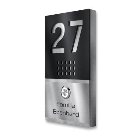 Metzler Funkklingel Edelstahl Schwarz mit Gravur | Selma