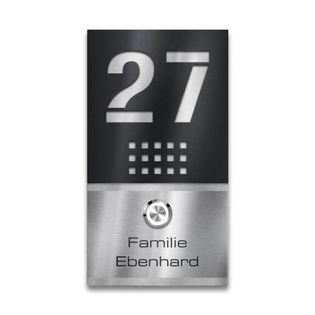 Metzler Funkklingel Edelstahl Schwarz mit Gravur | Selma