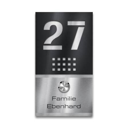 Metzler Funkklingel Edelstahl Schwarz mit Gravur | Selma