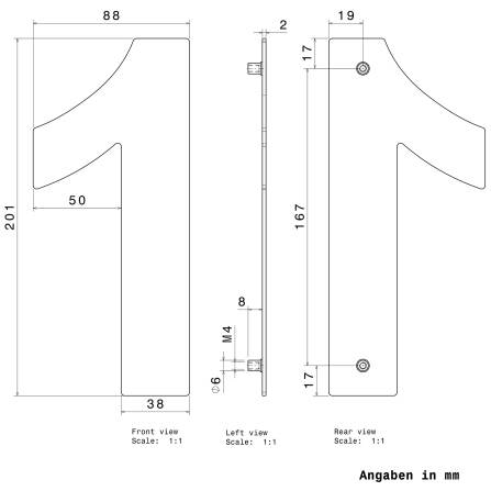 Metzler Hausnummer | Edelstahl | Arial | Höhe 20 cm