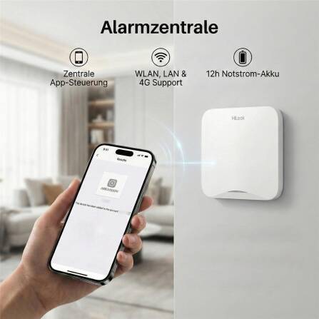 HiLook by HIKVISION Funk-Alarmanlage | 6-teiliges Komplettset | Hub + Melder + Sirene + Fernbedienung