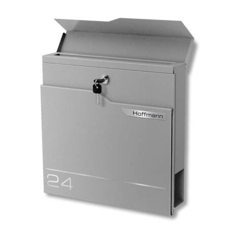 Metzler Briefkasten austauschbares Namensschild | Graualuminium | Hoffmann