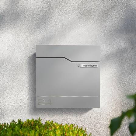 Metzler Briefkasten austauschbares Namensschild | Graualuminium | Hoffmann