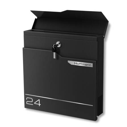Metzler Briefkasten austauschbares Namensschild | Tiefschwarz | Hoffmann