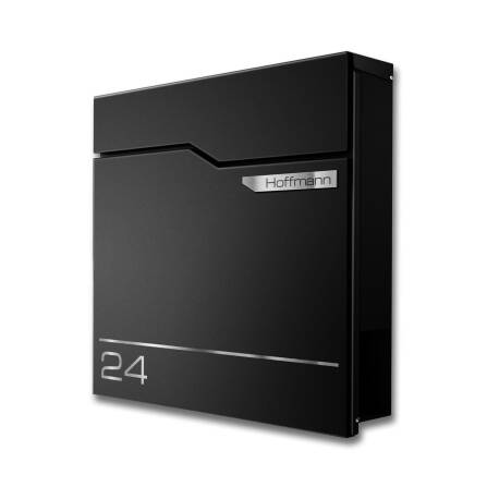 Metzler Briefkasten austauschbares Namensschild | Tiefschwarz | Hoffmann