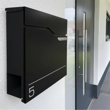 Metzler Briefkasten austauschbares Namensschild | Tiefschwarz | Hoffmann