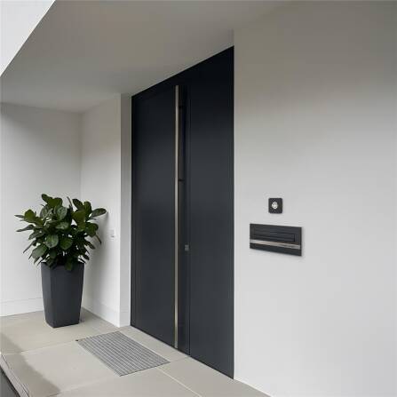 Metzler Durchwurfbriefkasten | Mauerdurchwurf-Briefkasten | personalisiert mit Gravur | Edelstahl-Namensschild | Anthrazit RAL7016 | Nora