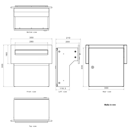 Metzler Durchwurfbriefkasten | Mauerdurchwurf-Briefkasten | personalisiert mit Gravur | Edelstahl-Namensschild | Anthrazit RAL7016 | Nora