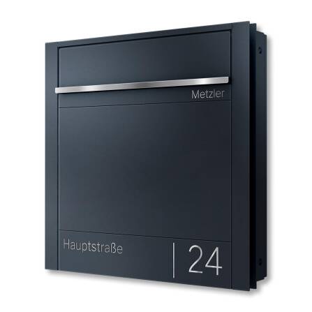 Metzler Briefkasten für Zaunmontage | Zaunbriefkasten |  personalisiert mit Gravur | Anthrazit RAL 7016 | Emma