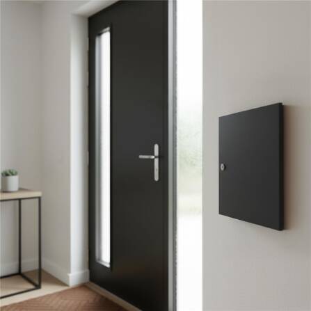 Metzler Durchwurfbriefkasten | Mauerdurchwurf-Briefkasten | mit austauschbarem Namensschild | Anthrazit RAL7016 |  Nora 2