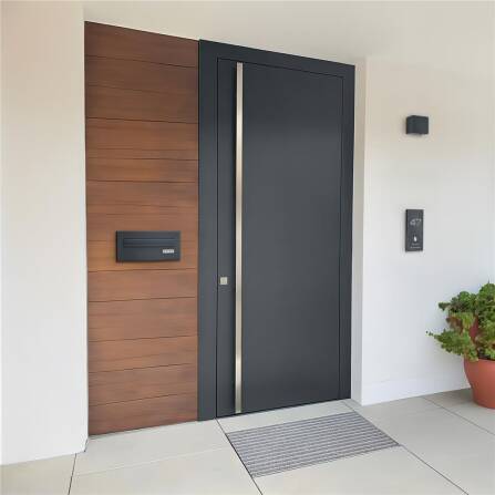 Metzler Durchwurfbriefkasten | Mauerdurchwurf-Briefkasten | mit austauschbarem Namensschild | Anthrazit RAL7016 |  Nora 2