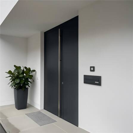 Metzler Durchwurfbriefkasten | Mauerdurchwurf-Briefkasten | mit austauschbarem Namensschild | Anthrazit RAL7016 |  Nora 2