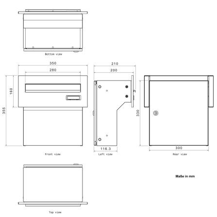Metzler Durchwurfbriefkasten | Mauerdurchwurf-Briefkasten | mit austauschbarem Namensschild | Anthrazit RAL7016 |  Nora 2