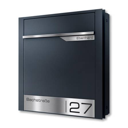 Metzler Briefkasten für Zaunmontage | Zaunbriefkasten | personalisiert mit Gravur | Anthrazit RAL 7016 | Emma 2