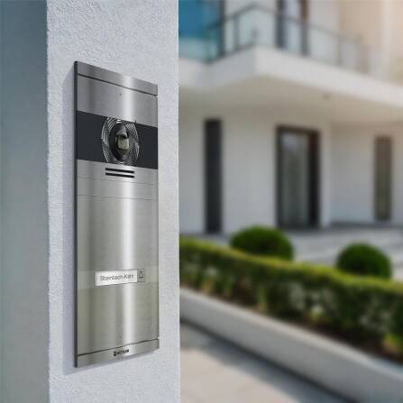 Metzler Vidéphone VDM10 2.0  | Kit complet avec plaque de nom | 1 Bouton de sonnette | Plug & Play | Neo Acier inoxydable