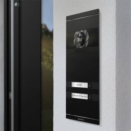 Metzler VDM10 2.0 Video-Türsprechanlage | Komplettset mit austauschbarem Namensschild | 2 Klingeltaster | Plug & Play | Schwarz | Neo
