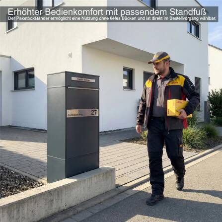Metzler Paketbox mit Briefkasten | Entnahme auf der Rückseite | personalisiert mit Gravur | Anthrazit | Zivo 2