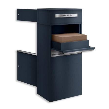 Metzler Paketbox mit Briefkasten | Entnahme auf der Rückseite | personalisiert mit Gravur | Anthrazit | Zivo 2