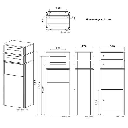 Metzler Paketbox mit Briefkasten | Entnahme auf der Rückseite | personalisiert mit Gravur | Anthrazit | Zivo 2