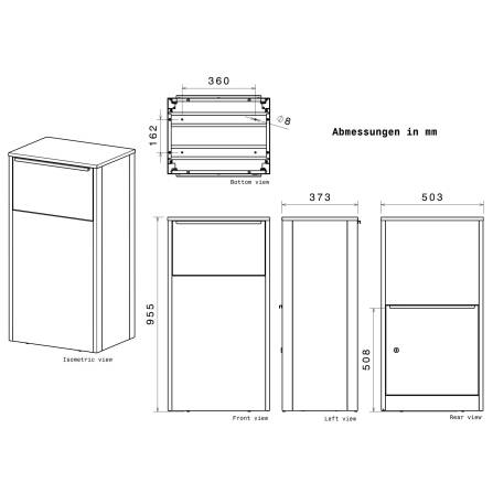 Metzler Paketbox | Entnahme auf der Rückseite | personalisiert mit Gravur | Anthrazit | Zivo 2