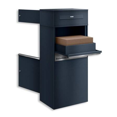 Metzler Paketbox mit Briefkasten | Entnahme auf der Rückseite | personalisiert mit Gravur | austauschbares Namensschild | Anthrazit | Zivo 2