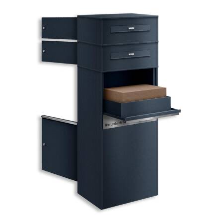 Metzler Paketbox mit 2 Briefkästen | Entnahme auf der Rückseite | personalisiert mit Gravur | austauschbares Namensschild | Anthrazit | Zivo 2