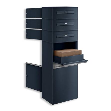 Metzler Paketbox mit 3 Briefkästen | Entnahme auf der Rückseite | personalisiert mit Gravur | austauschbares Namensschild | Anthrazit | Zivo 2