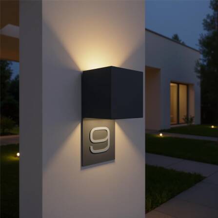 Metzler LED Hausnummer | Außenleuchte mit Hausnummernschild | RAL 7016 Anthrazit | Lumic