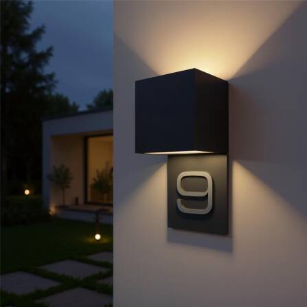 Metzler LED Hausnummer | Außenleuchte mit Hausnummernschild | RAL 7016 Anthrazit | Lumic