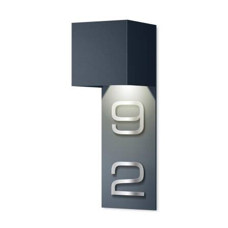 Metzler LED Hausnummer zweistellig | Außenleuchte mit Hausnummernschild | RAL 7016 Anthrazit | Lumic