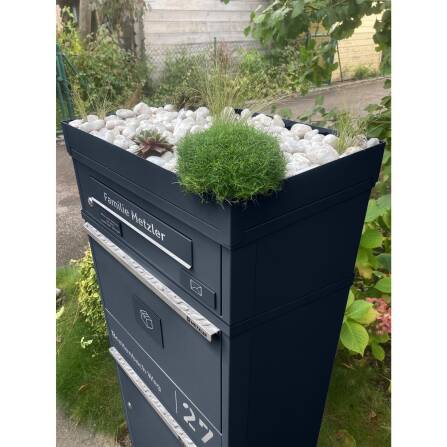 Metzler Paketbox mit Briefkasten | personalisiert mit Gravur | Edelstahl-Namensschild | mit Briefeinwurf | Anthrazit | Taren