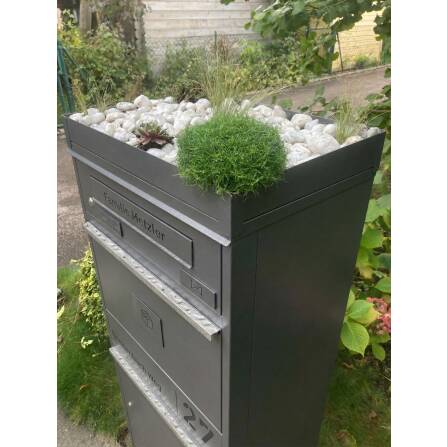 Metzler Paketbox mit Briefkasten | personalisiert mit Gravur | Edelstahl-Namensschild | mit Briefeinwurf | Eisenglimmer | Taren