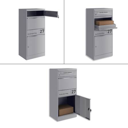 Metzler Cassetta per pacchi con cassetta postale | Antracite | personalizzato con incisione | Targhetta in acciaio inox | con apertura per lettere | Taren