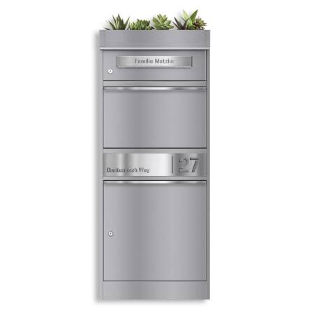 Metzler Pflanzdach für Paketbox | Dachbegrünung für Paketbriefkasten | Grau | für Modellreihe Bispo