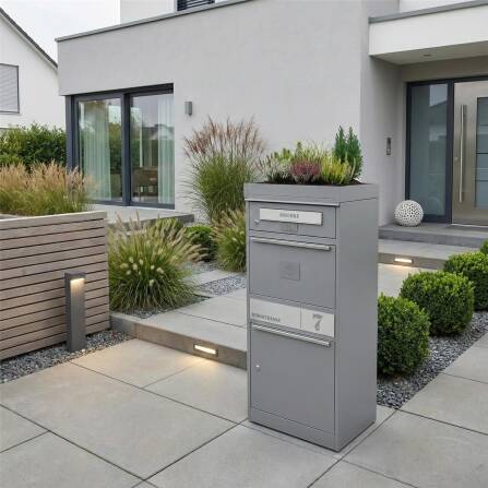 Metzler Pflanzdach für Paketbox | Dachbegrünung für Paketbriefkasten | Grau | für Modellreihe Bispo