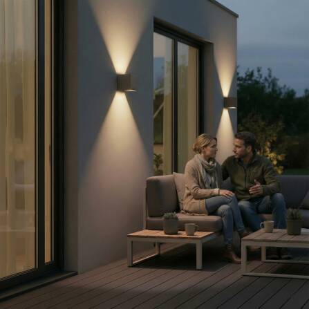 Metzler Up-Down-Light | RGBW | Dimmbar | App-Steuerung | 6,5 W LED Smart-Wandleuchte | Eisenglimmer | Lumic Smart