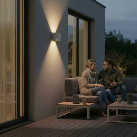 Metzler Up-Down-Light | RGBW | Dimmbar | App-Steuerung | 6,5 W LED Smart-Wandleuchte | Grau | Lumic Smart