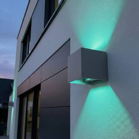 Metzler Up-Down-Light | RGBW | Dimmbar | App-Steuerung | 6,5 W LED Smart-Wandleuchte | Grau | Lumic Smart